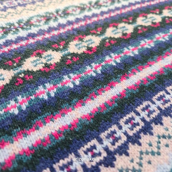 Brooks Brothers Fair Isle Sweater Lambswool Blend XS Blue Purple - Picture 13 of 16